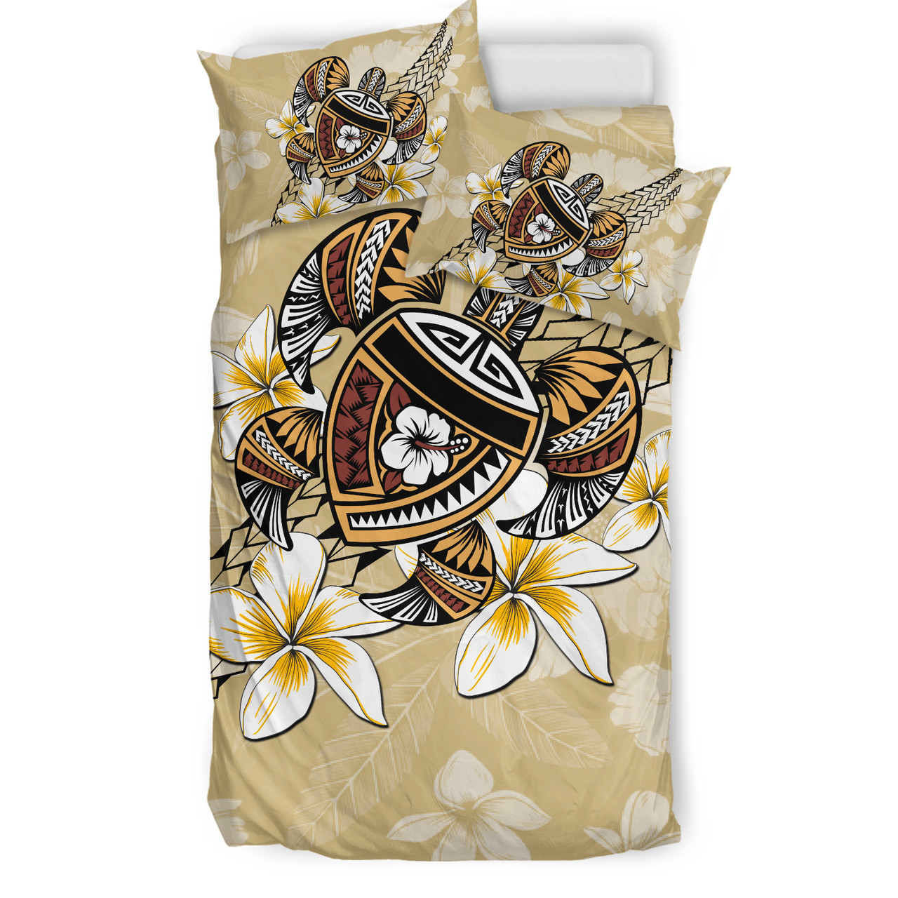 Hawaii Bedding Set Turtle Polynesian Plumeria