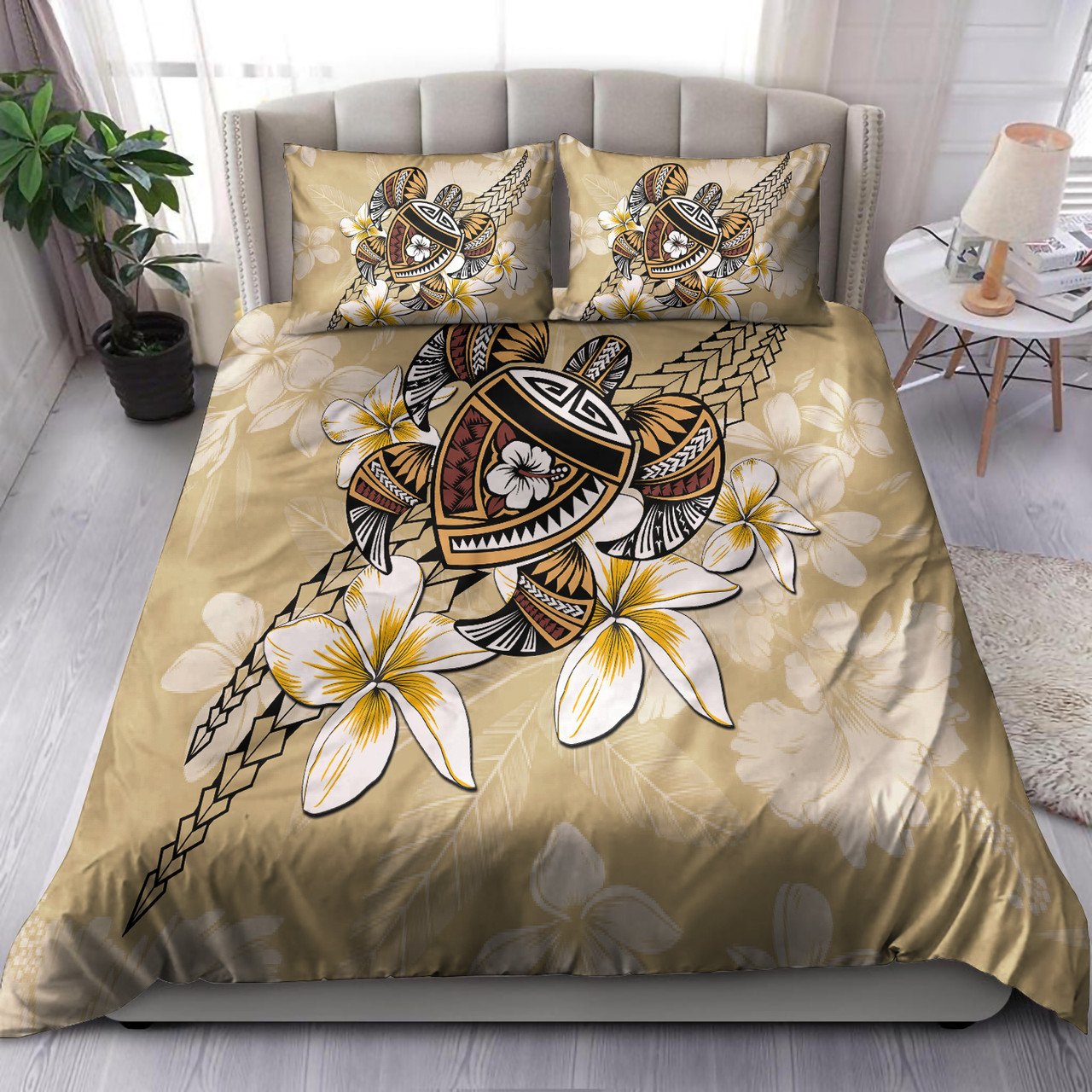 Hawaii Bedding Set Turtle Polynesian Plumeria