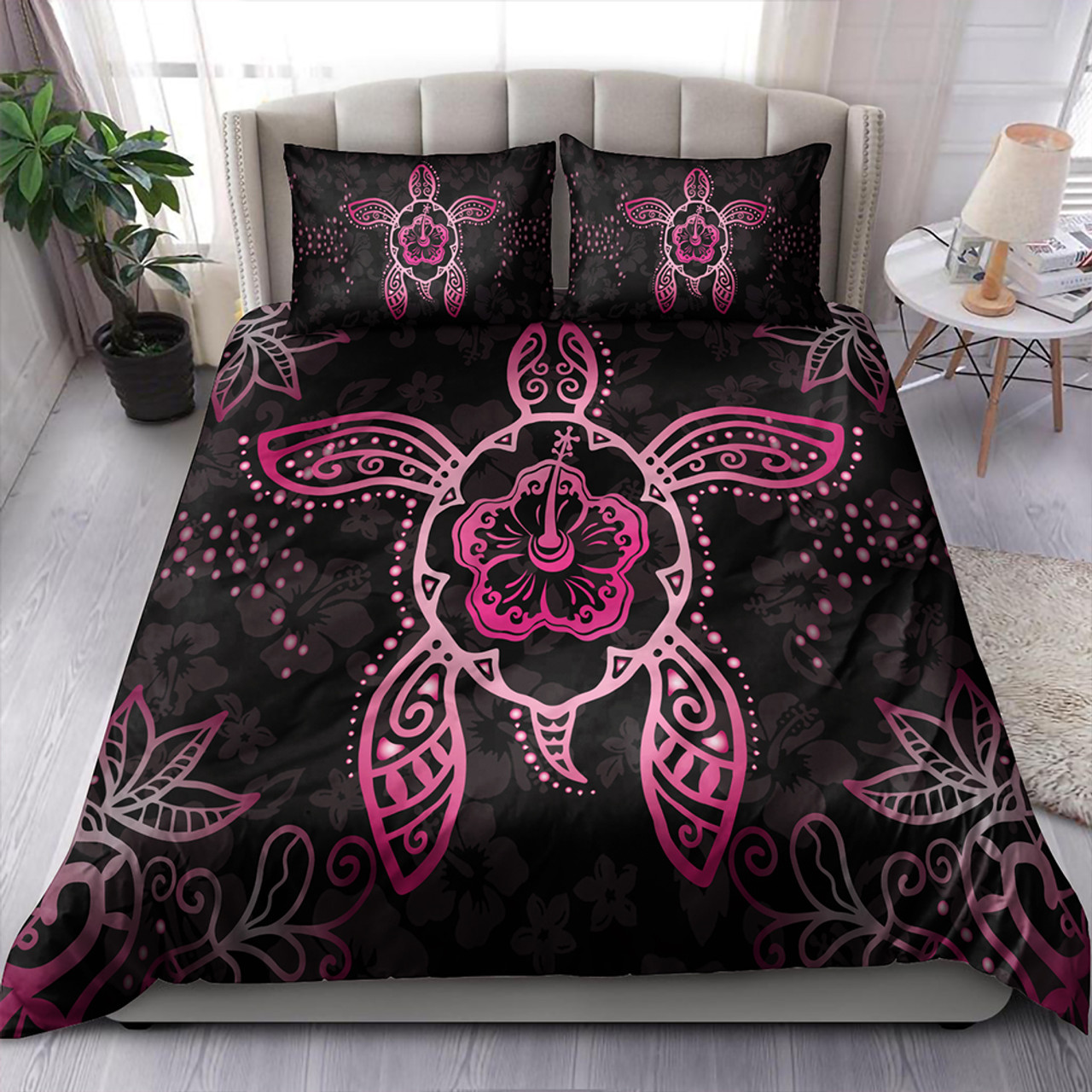 Hawaii Bedding Set Turtle Hibiscus Pink