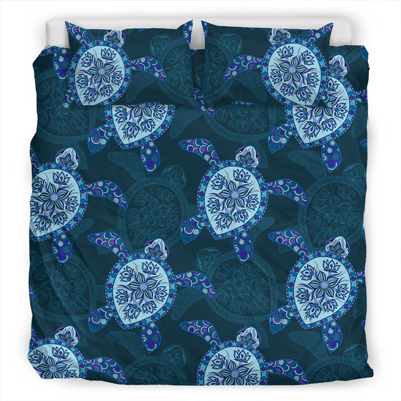 Hawaii Bedding Set Turtle Plumeria Blue