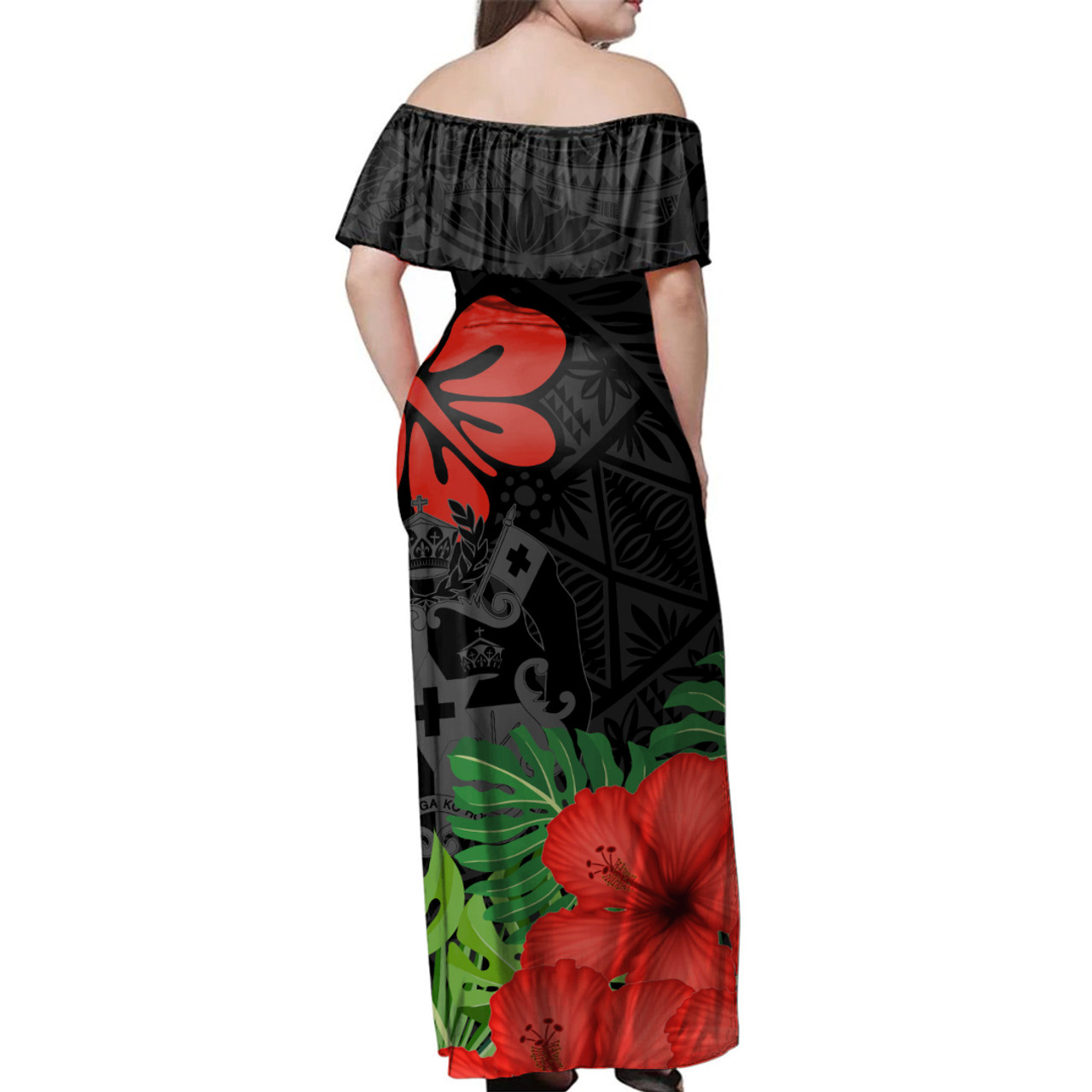 Tonga Polynesian Hibiscus Woman Off Shoulder Long Dress