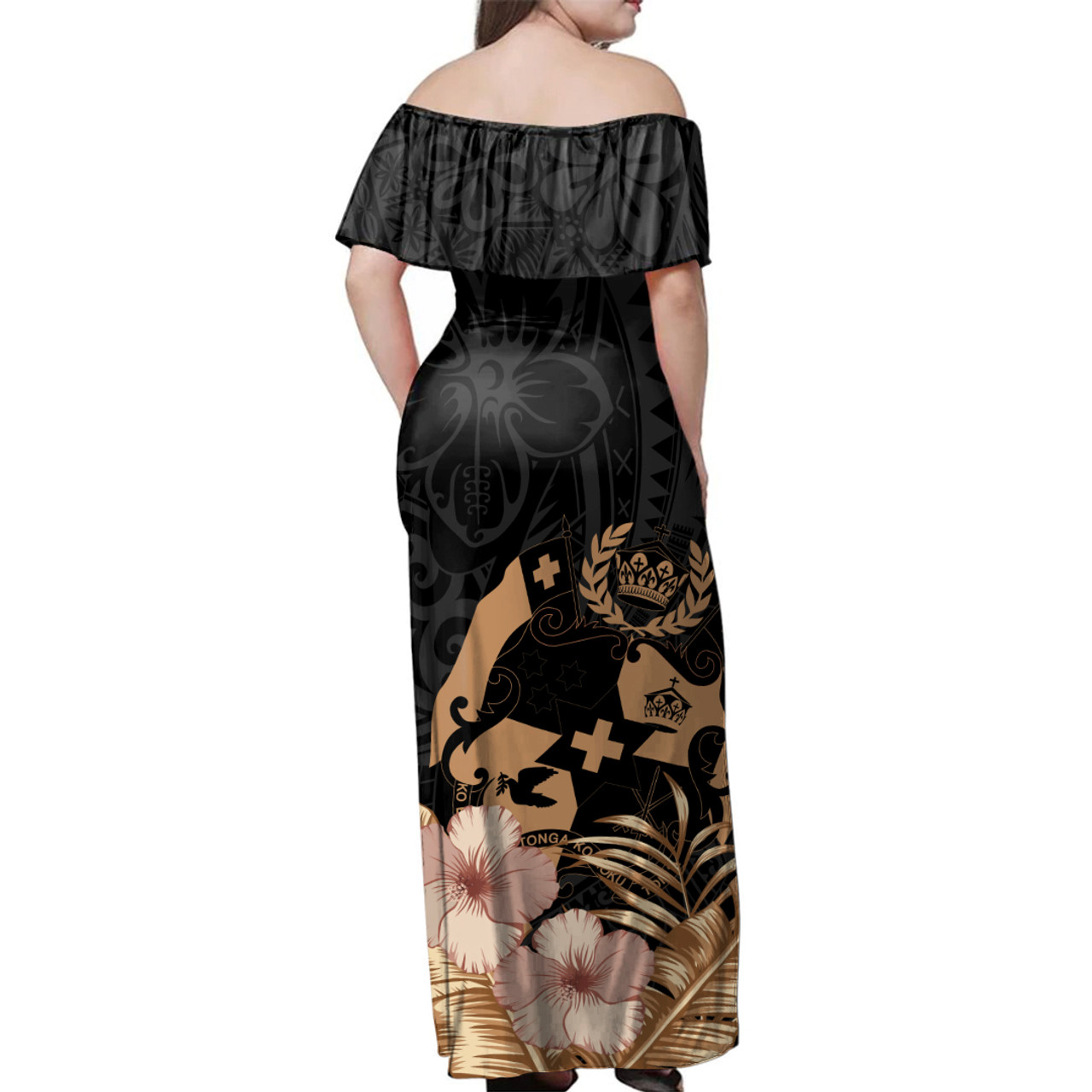 Tonga Hibiscus Tribal Woman Off Shoulder Long Dress