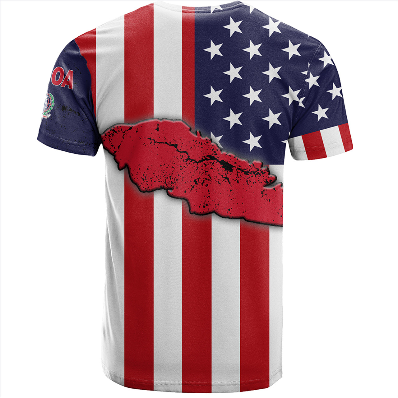 Samoa T-Shirt American Samoa Map With American Flag