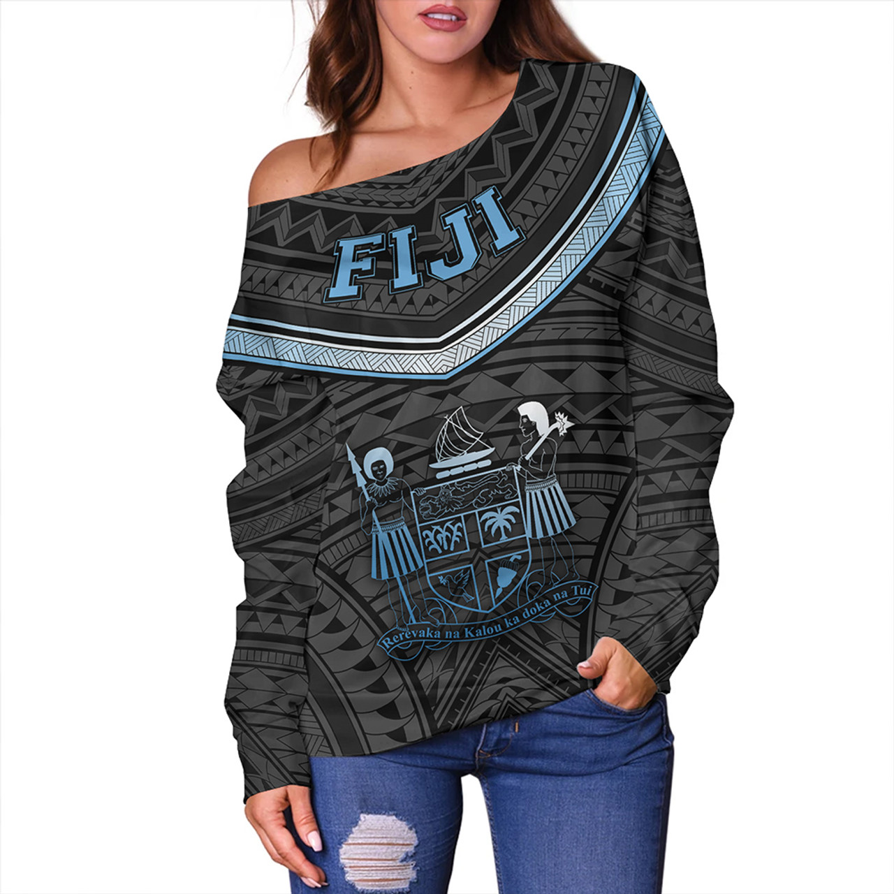 Fiji Off Shoulder Sweatshirt Polynesian Authen