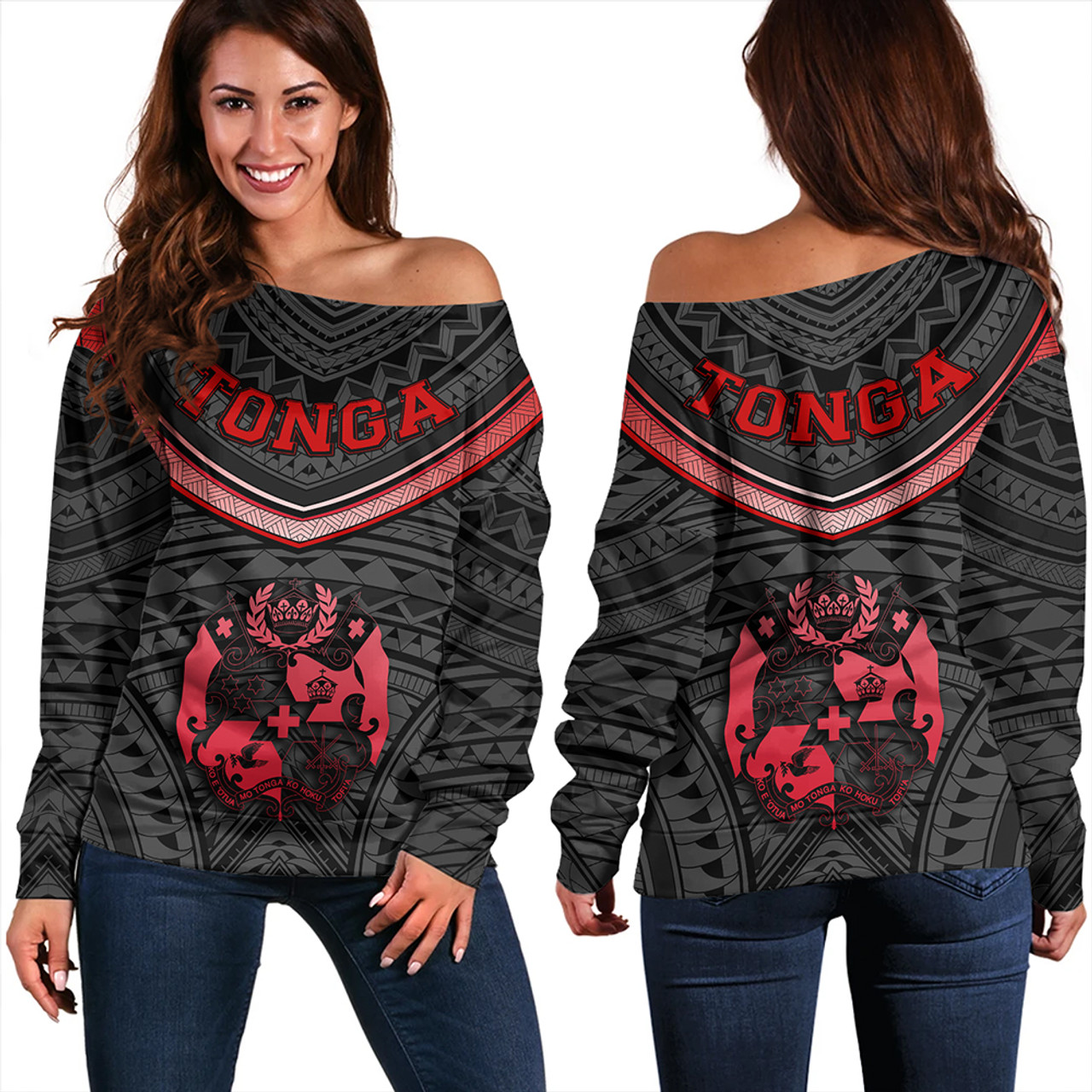 Tonga Off Shoulder Sweatshirt Polynesian Authen