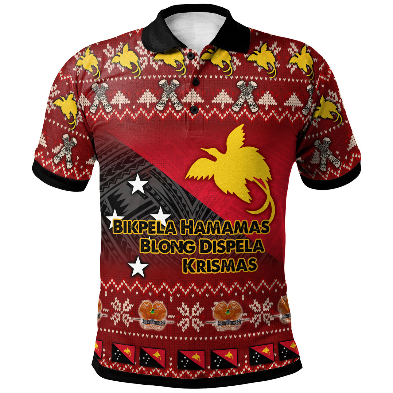 Papua New Guinea Polo Shirt - Custom PNG Merry Christmas Polo Shirt