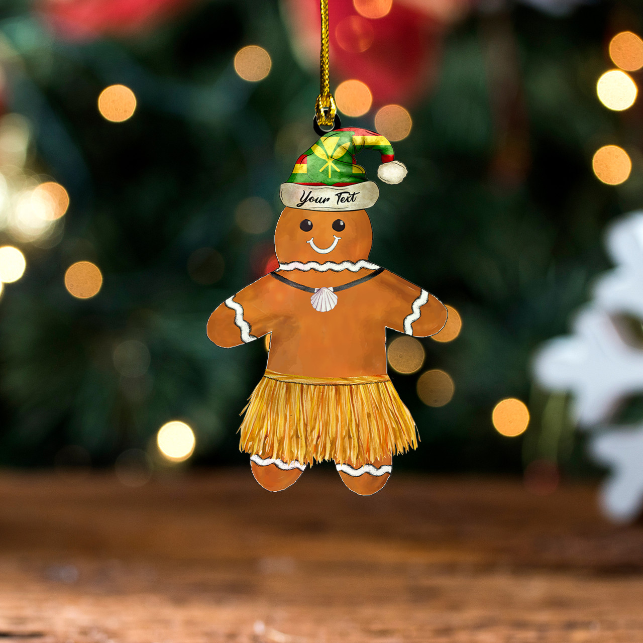 Hawaii Acrylic And Wooden Ornament Christmas Custom Ginger Hawaiian Man