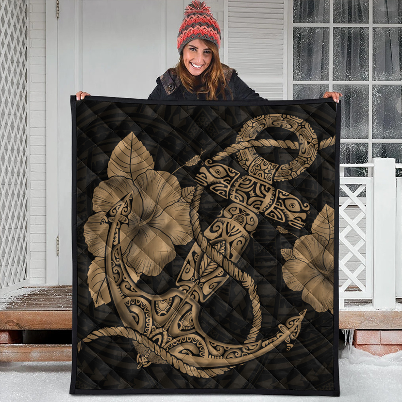 Hawaii Premium Quilt Anchor Poly Tribal Gold