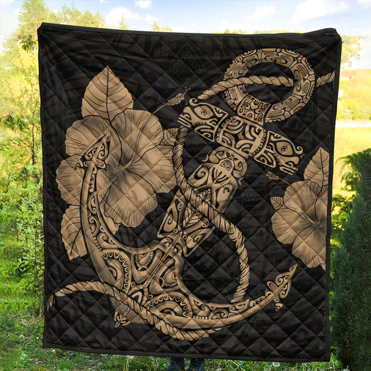 Hawaii Premium Quilt Anchor Poly Tribal Gold