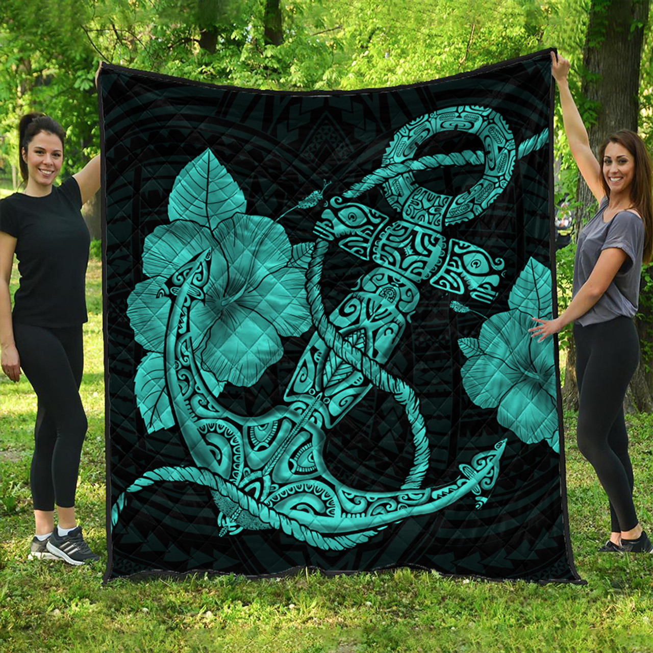 Hawaii Premium Quilt Anchor Poly Tribal Turquoise