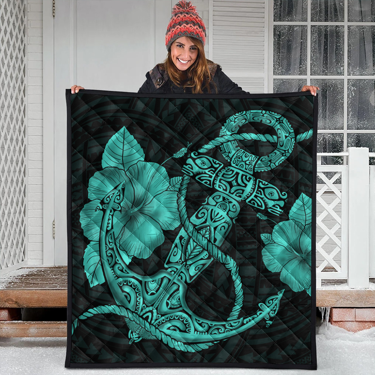 Hawaii Premium Quilt Anchor Poly Tribal Turquoise
