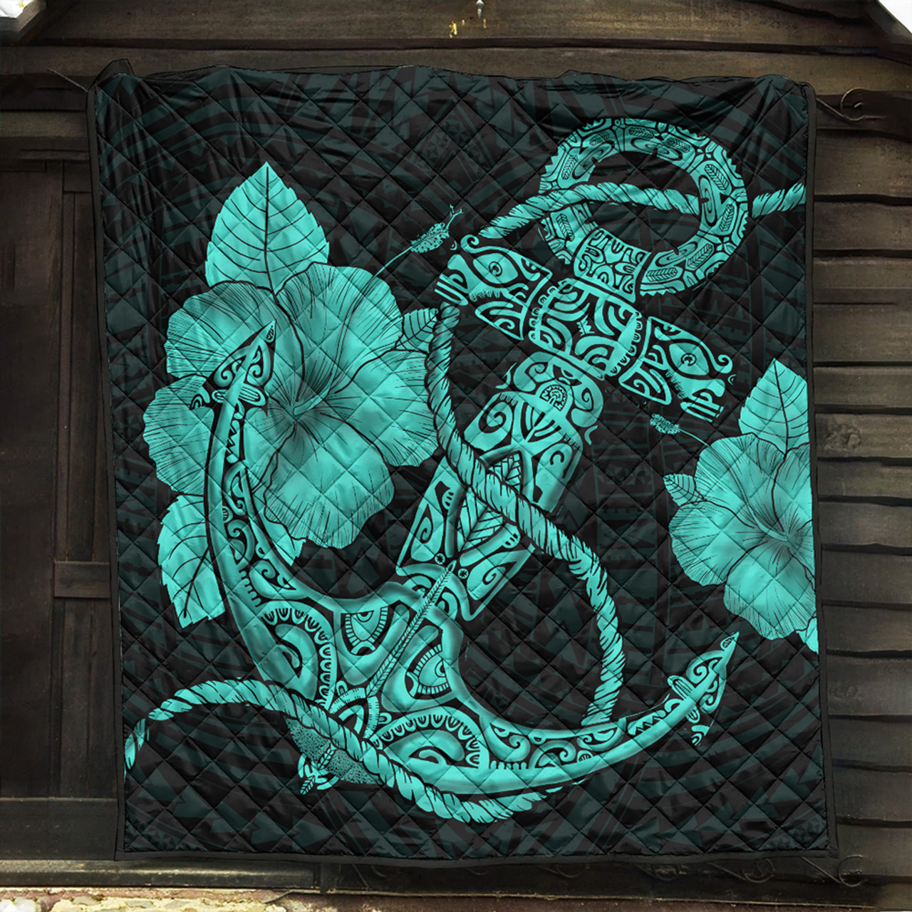 Hawaii Premium Quilt Anchor Poly Tribal Turquoise