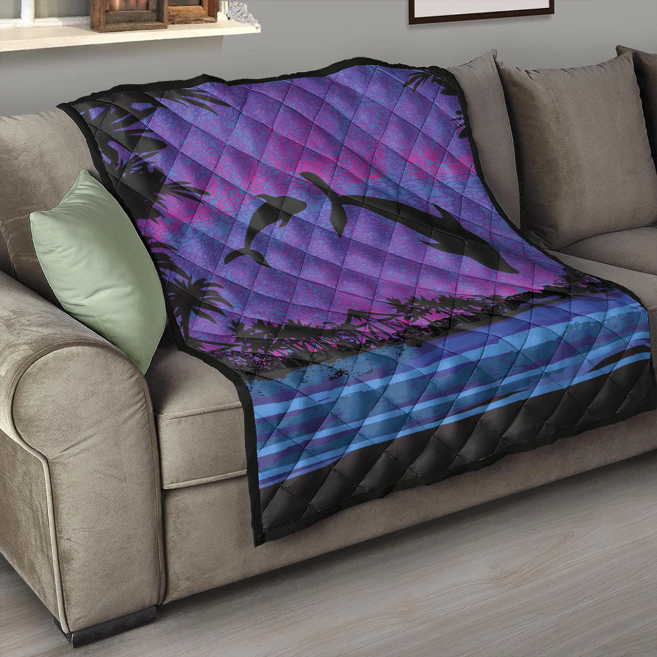 Hawaii Premium Quilt Dolphin Dance In Night