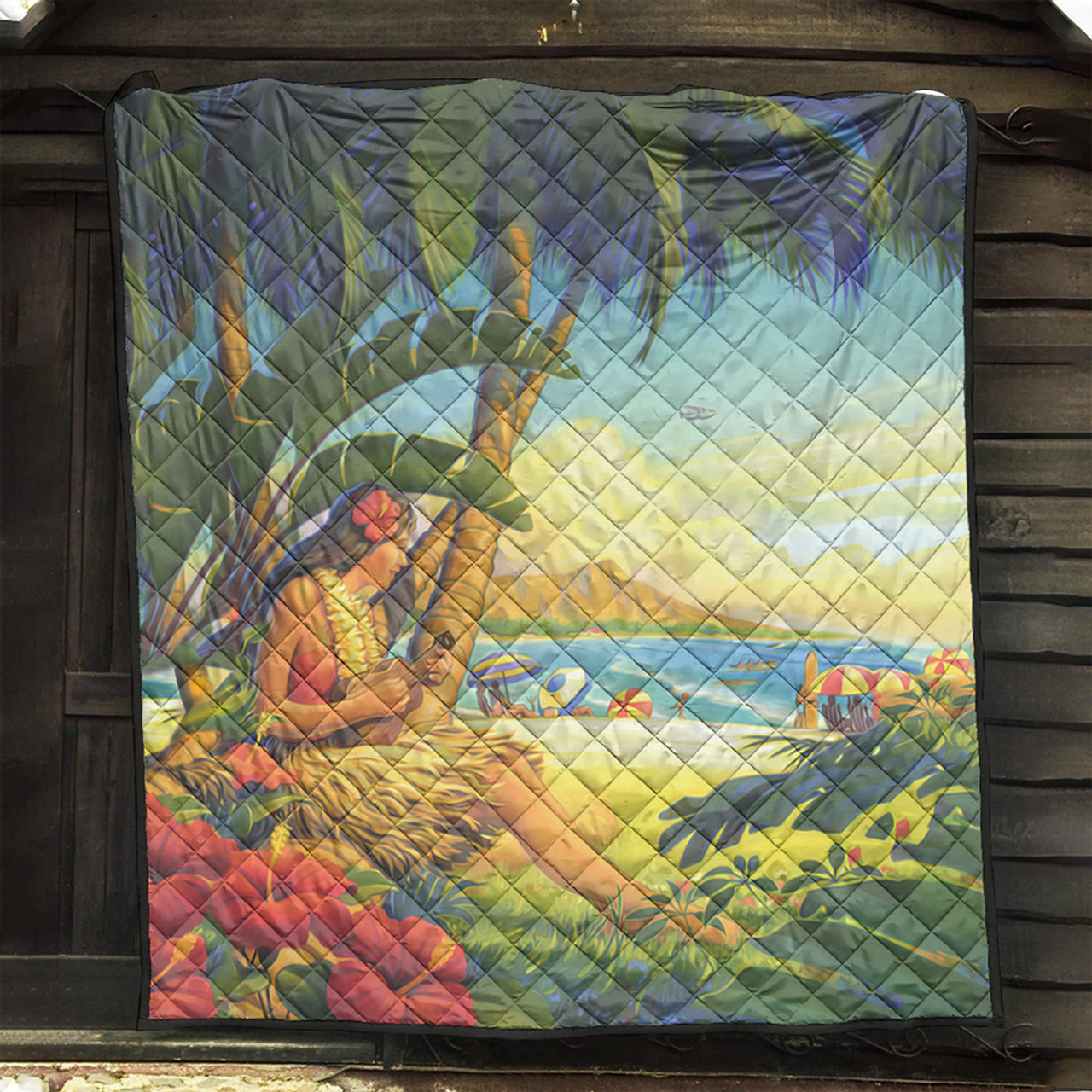 Hawaii Premium Quilt Hula Girl Hola Beach