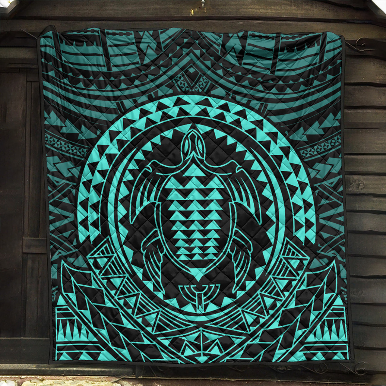 Hawaii Premium Quilt Kakau Honu Arc Polynesian Turquoise