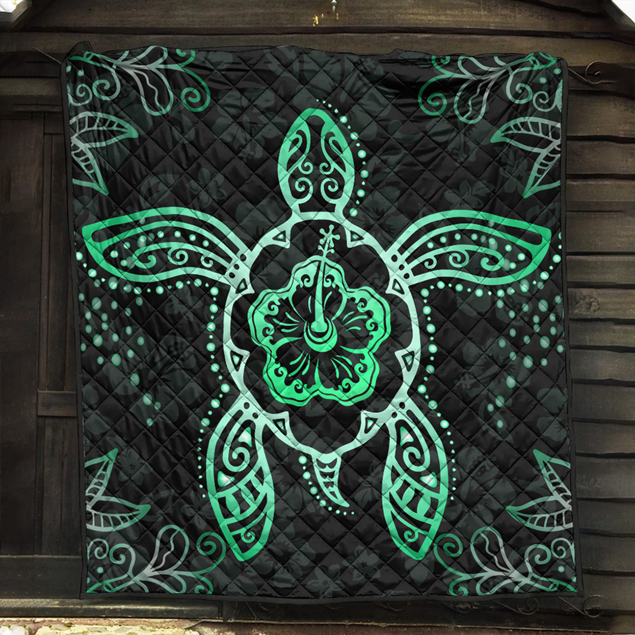 Hawaii Premium Quilt Turtle Hibiscus Green New
