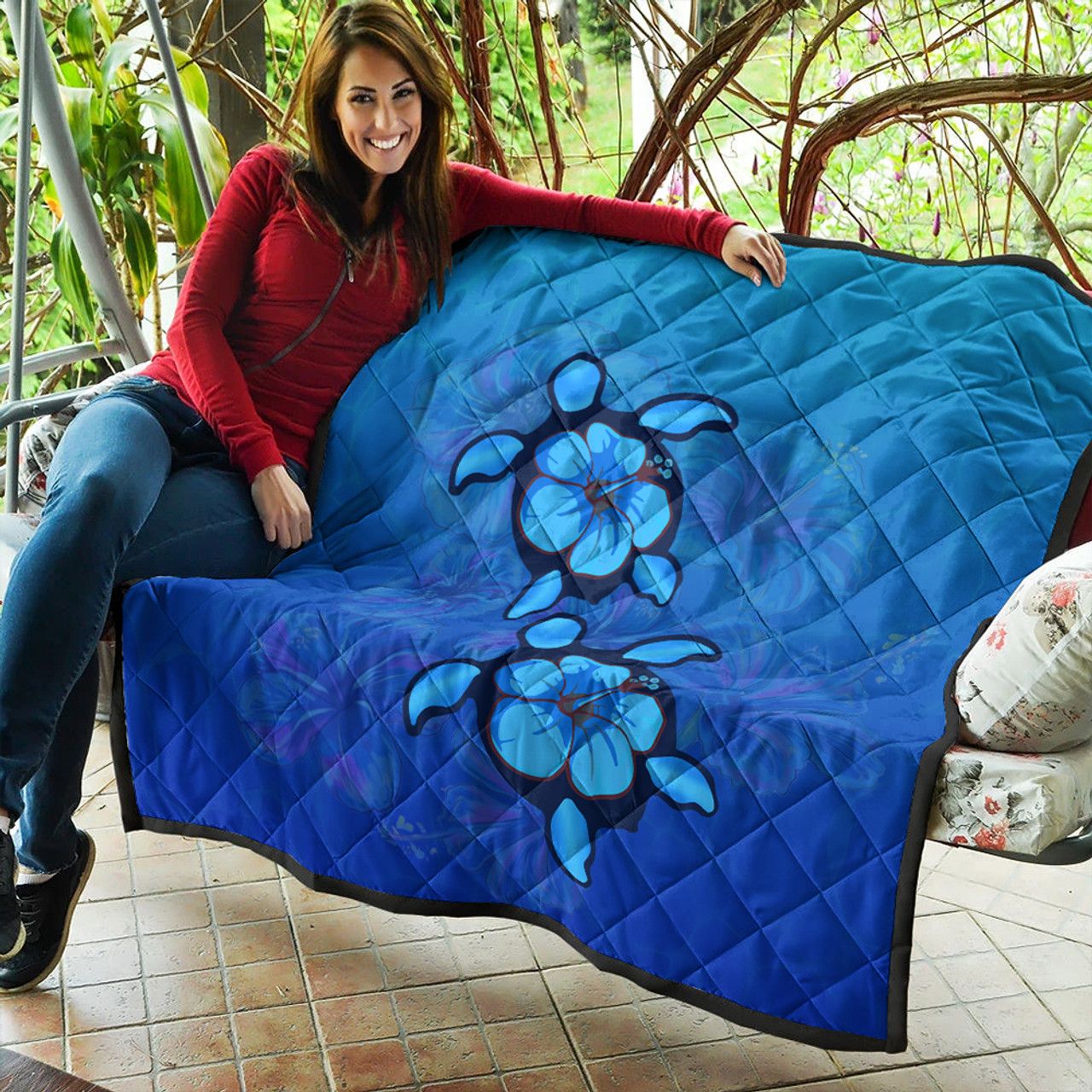 Hawaii Premium Quilt Turtle Hibiscus Ocean