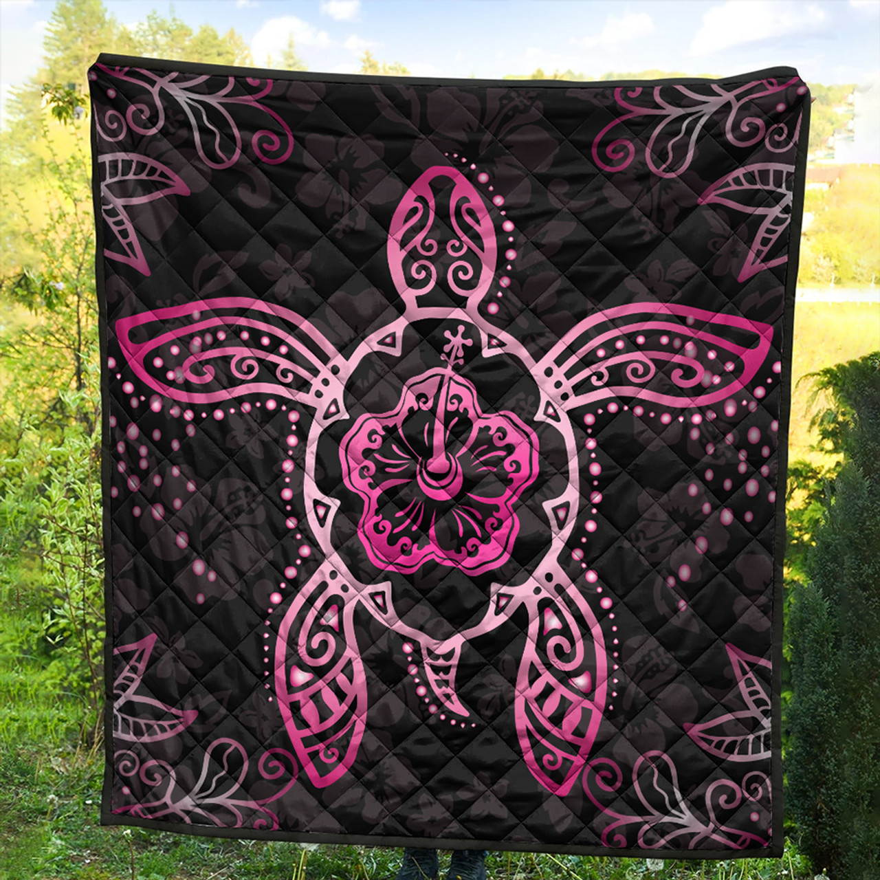 Hawaii Premium Quilt Turtle Hibiscus Pink