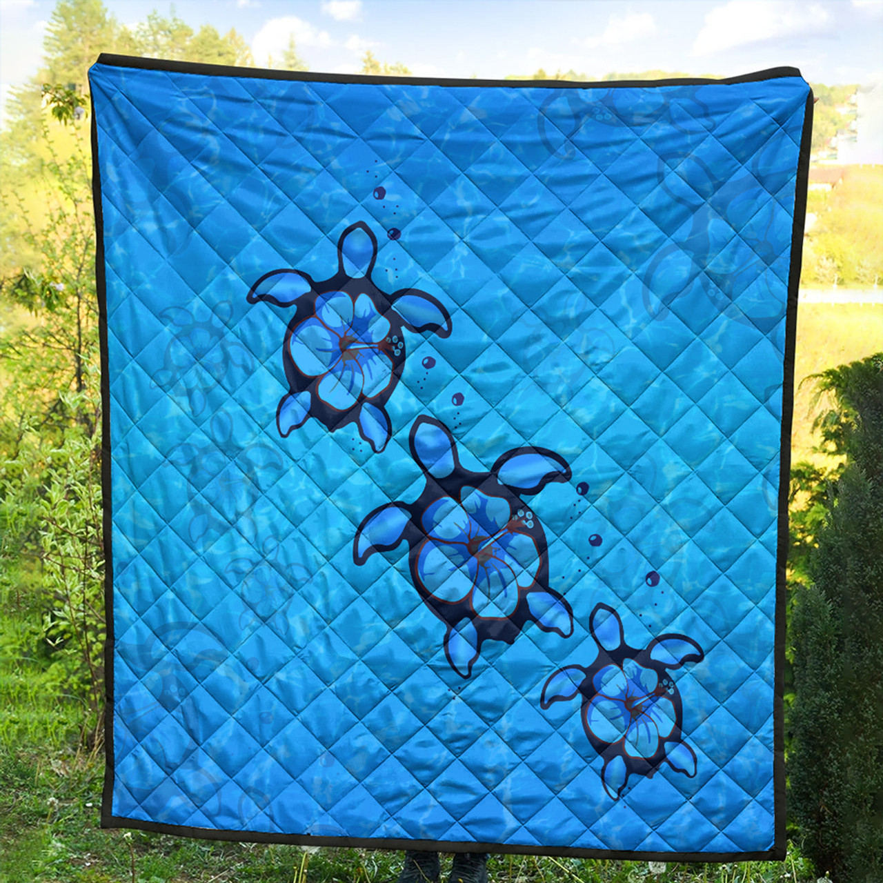 Hawaii Premium Quilt Turtle Hibiscus Swim In Sea