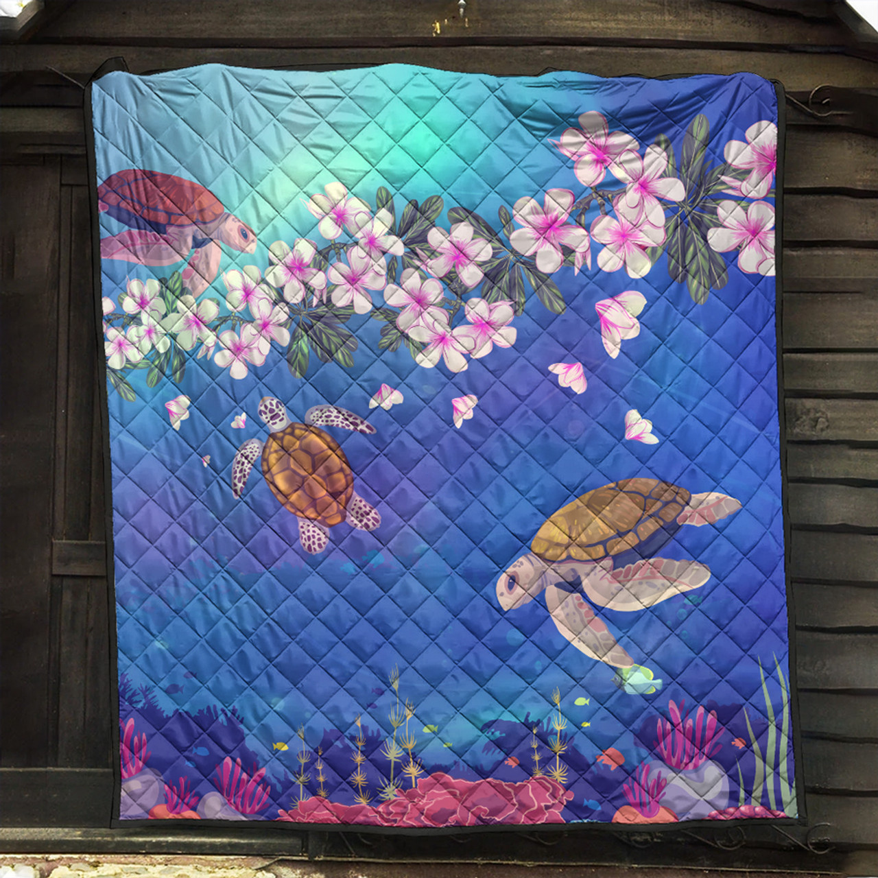 Hawaii Premium Quilt Turtle Plumeria Ocean