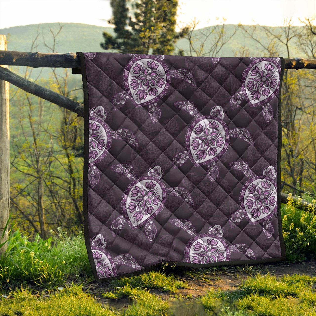 Hawaii Premium Quilt Turtle Plumeria Violet