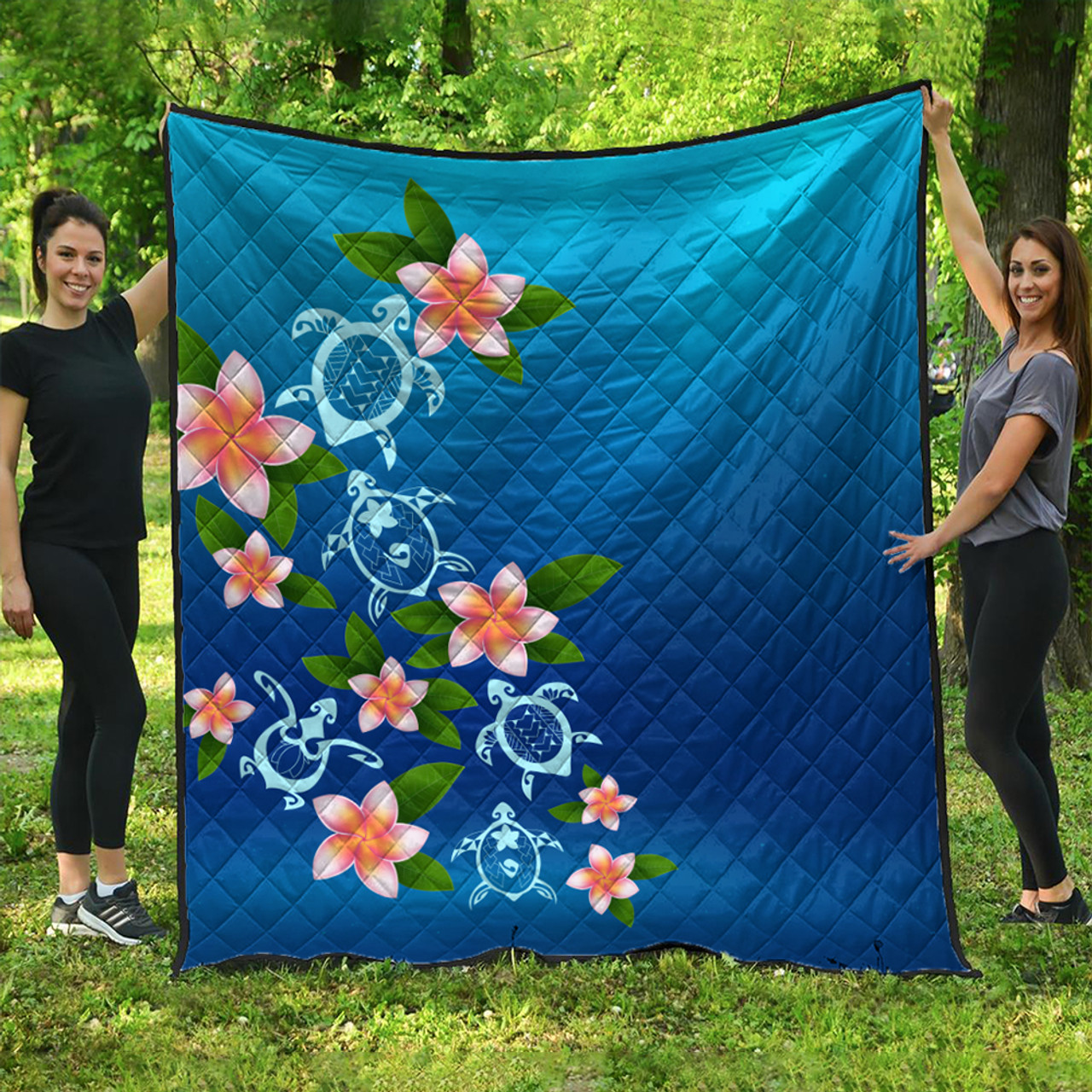 Hawaii Premium Quilt Turtle Polynesian Plumeria Ocean