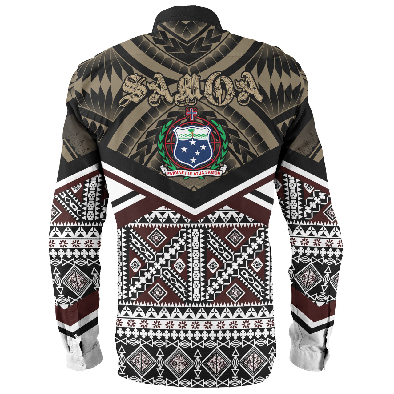Samoa Long Sleeve Shirt - Samoa Masi Dobby Coat Of Arms Long Sleeve Shirt