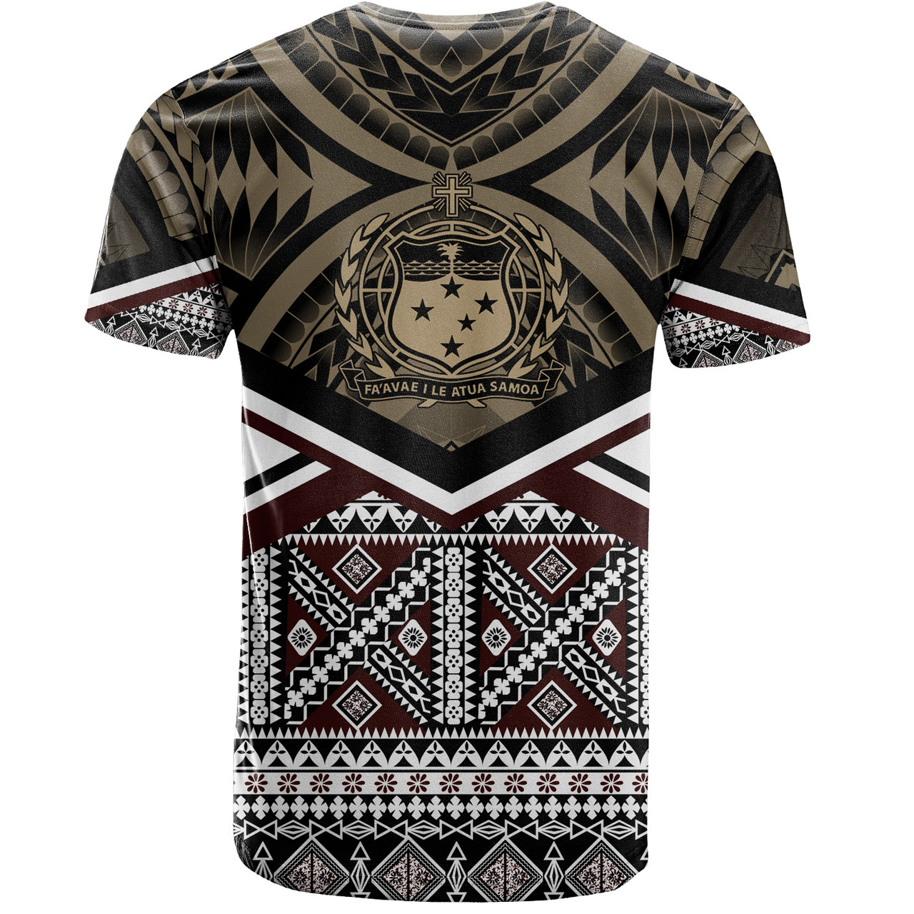 Samoa T-Shirt - Samoa Masi Dobby Coat Of Arms T-Shirt