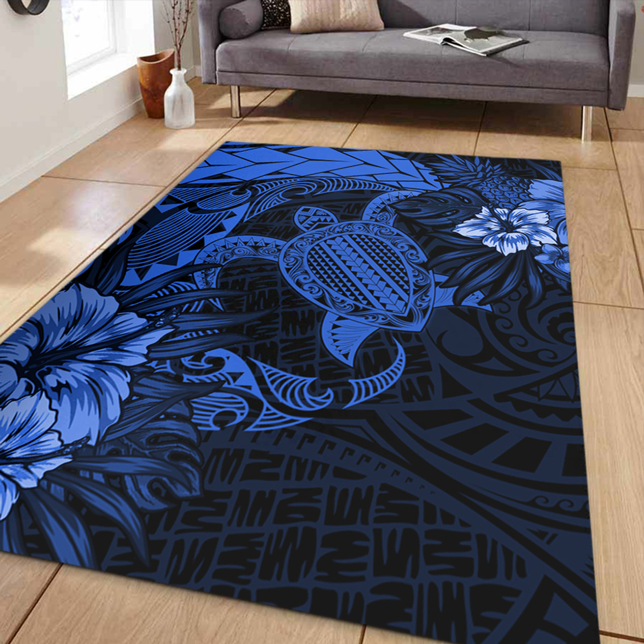 Hawaii Area Rug Hawaii Polynesian Turtle Tropical Blue