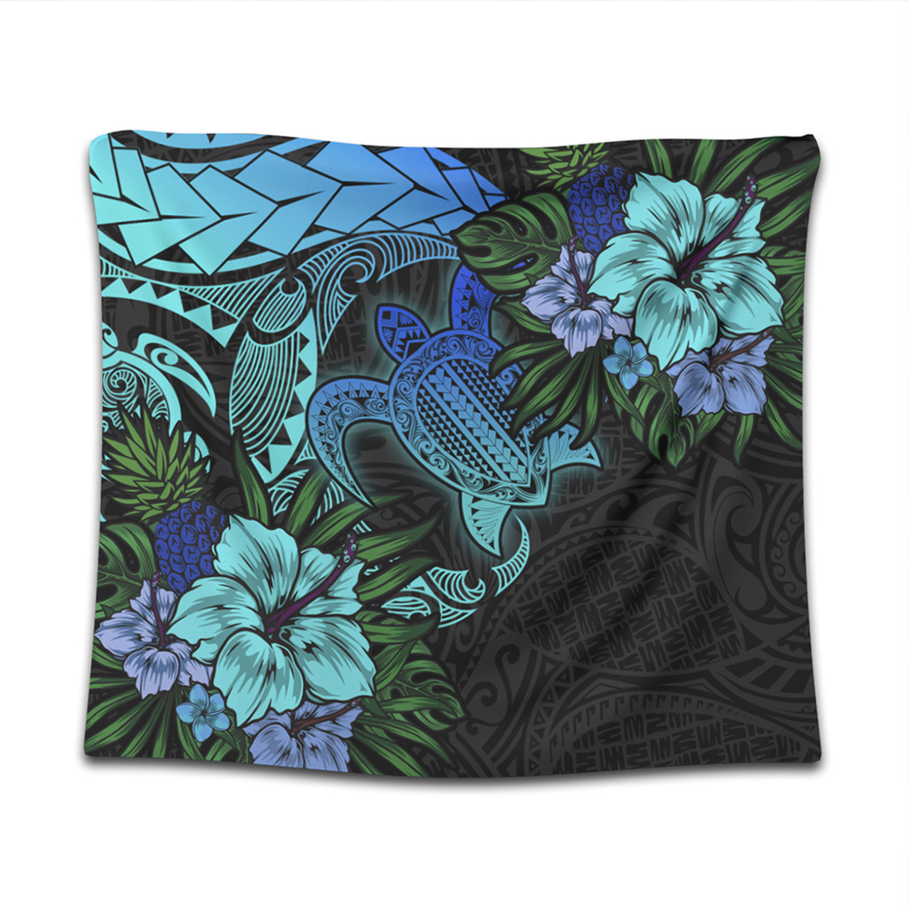 Hawaii Tapestry Hawaii Polynesian Turtle Tropical Blue Gardient Blue