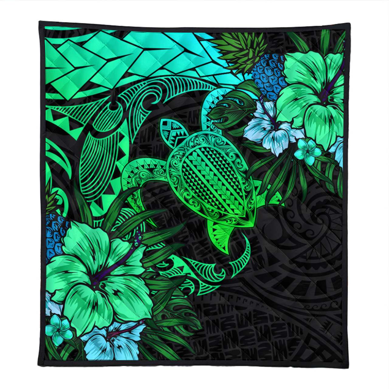 Hawaii Premium Quilt Hawaii Polynesian Turtle Tropical Gardient Green