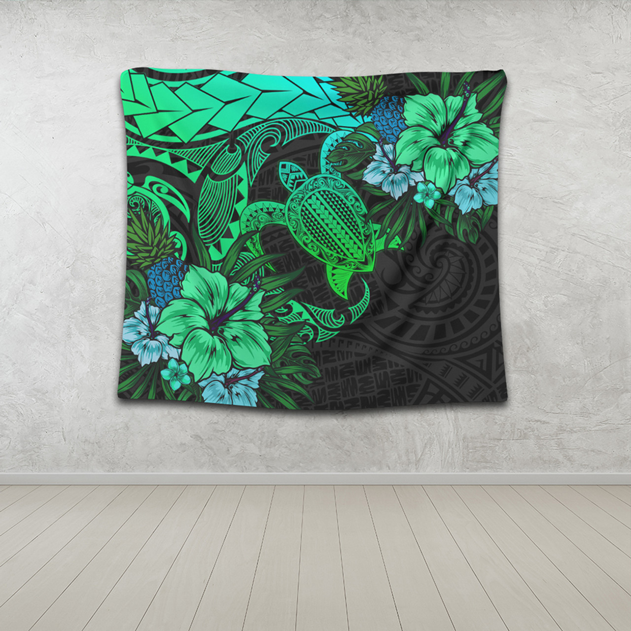 Hawaii Tapestry Hawaii Polynesian Turtle Tropical Gardient Green