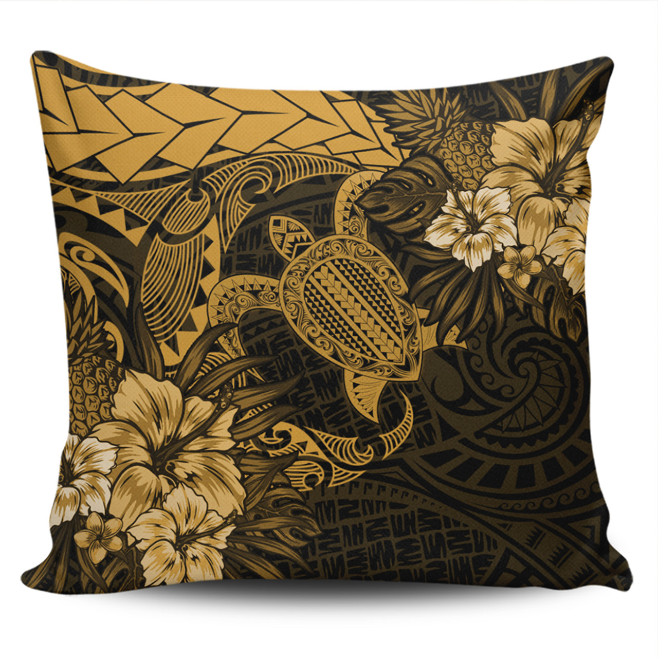 Hawaii Pillow Cover Hawaii Polynesian Turtle Tropical Golden