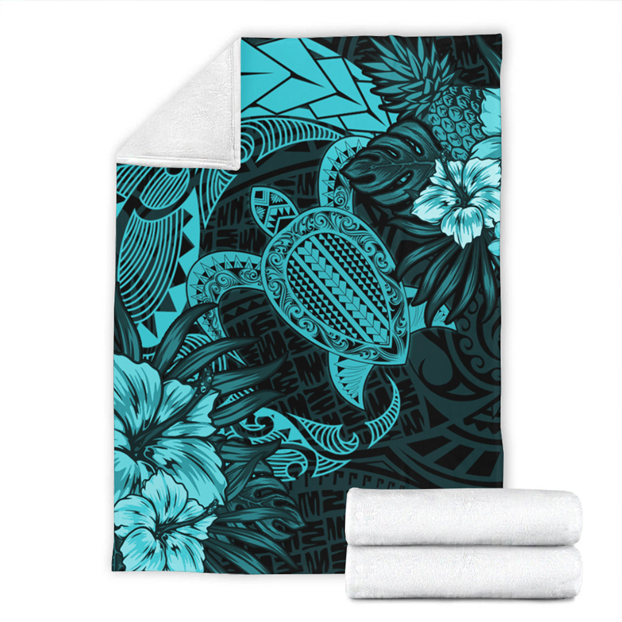 Hawaii Premium Blanket Hawaii Polynesian Turtle Tropical Turquoise