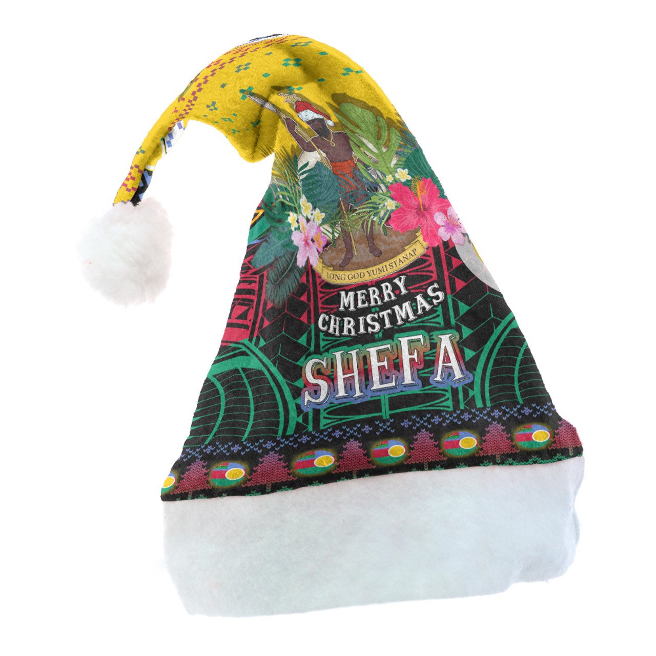 Shefa Polynesian Christmas Hat - Shefa Vanuatu Coat of Arms Christmas Hat Polynesian Patterns Christmas Hat