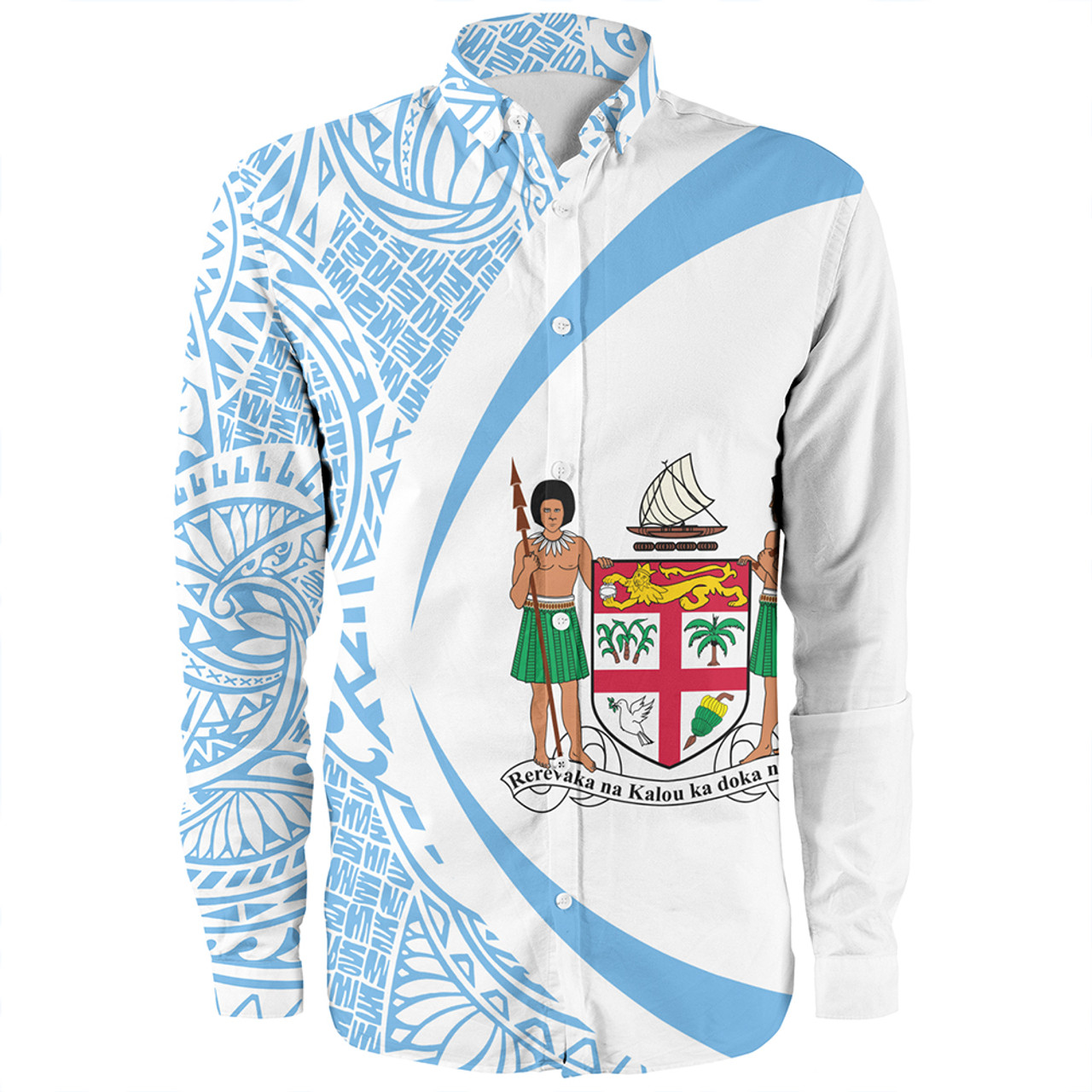 Fiji Long Sleeve Shirt Coat Of Arm Lauhala Circle