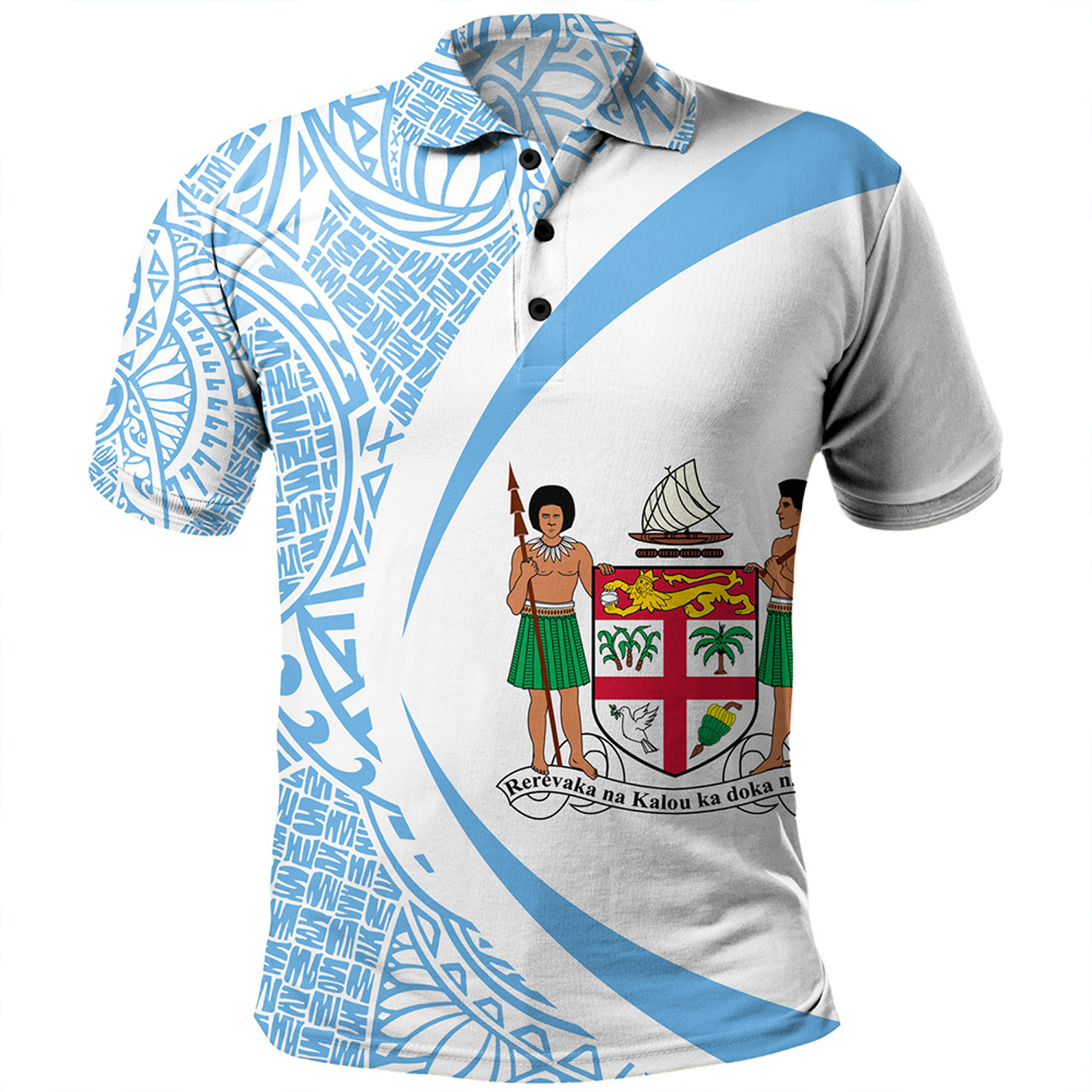 Fiji Polo Shirt Coat Of Arm Lauhala Circle