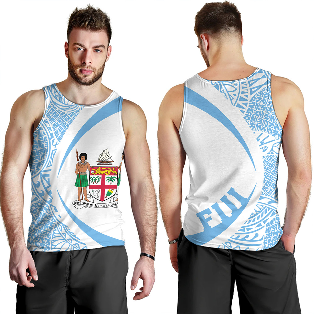 Fiji Tank Top Coat Of Arm Lauhala Circle