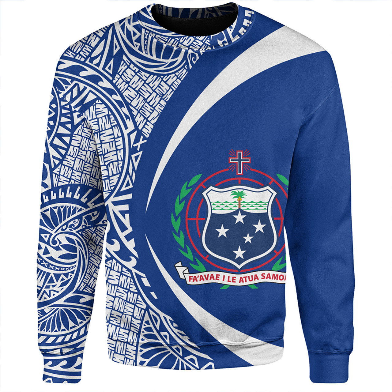 Samoa Sweatshirt Coat Of Arm Lauhala Rugby Circle