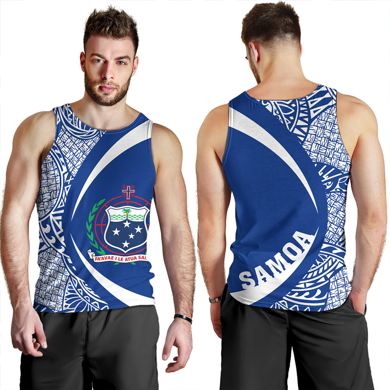 Samoa Tank Top Coat Of Arm Lauhala Rugby Circle