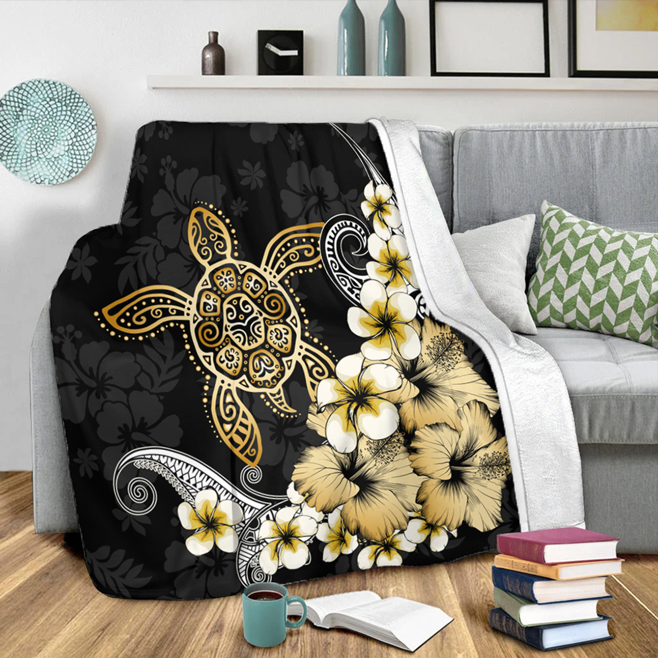 Hawaii Premium Blanket Hawaii Turtle Gold Tropical