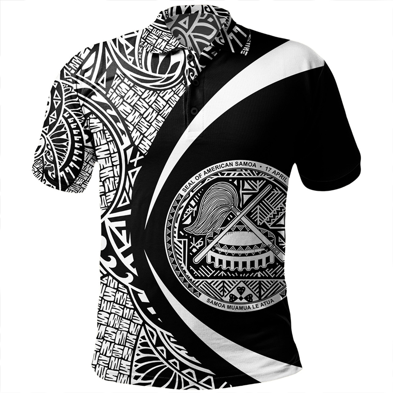 Samoa Polo Shirt American Samoa Coat Of Arm Lauhala White Circle