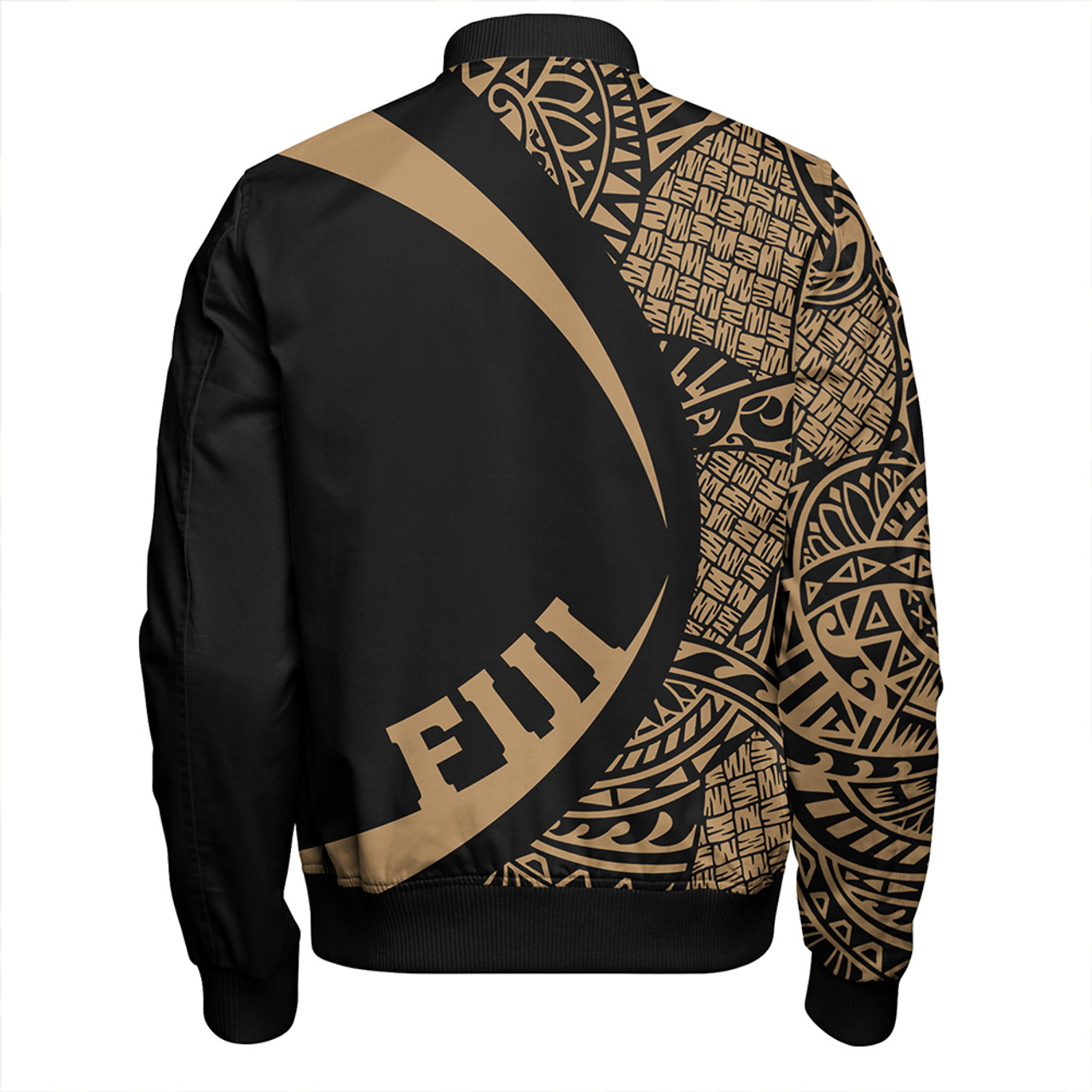 Fiji Bomber Jacket Coat Of Arm Lauhala Gold Circle