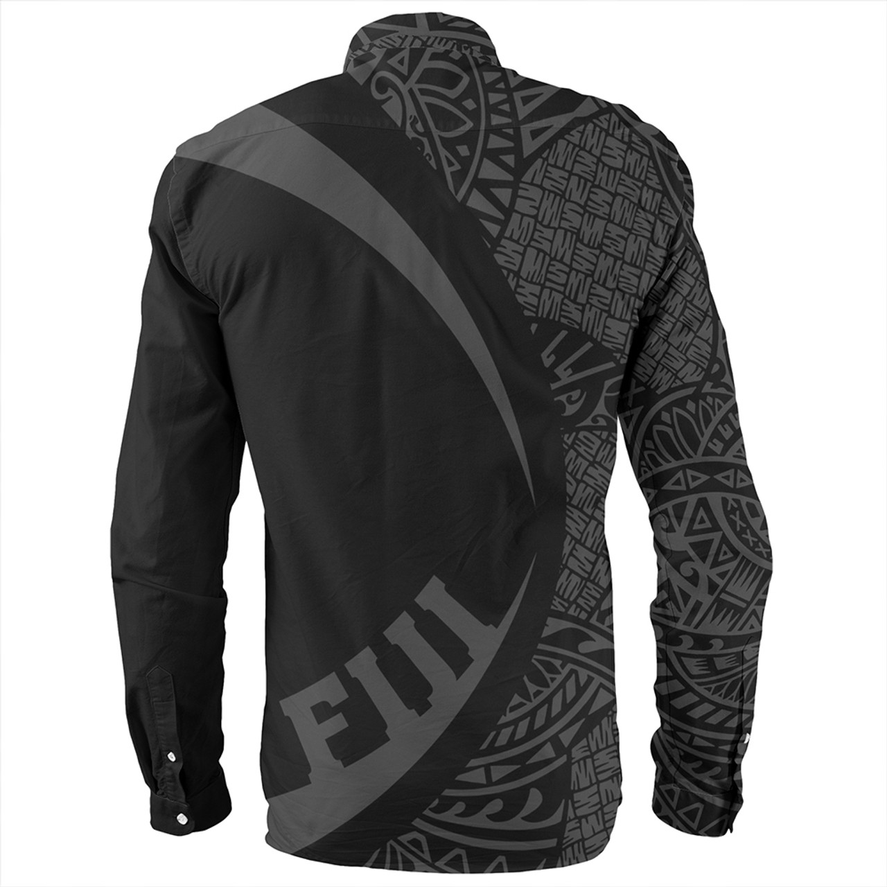 Fiji Long Sleeve Shirt Coat Of Arm Lauhala Gray Circle