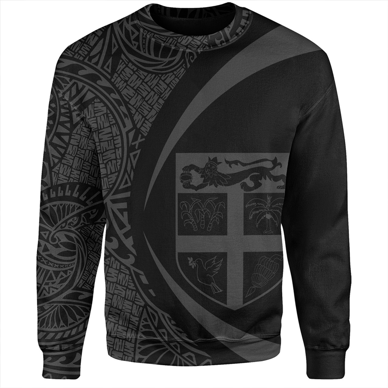 Fiji Sweatshirt Coat Of Arm Lauhala Gray Circle