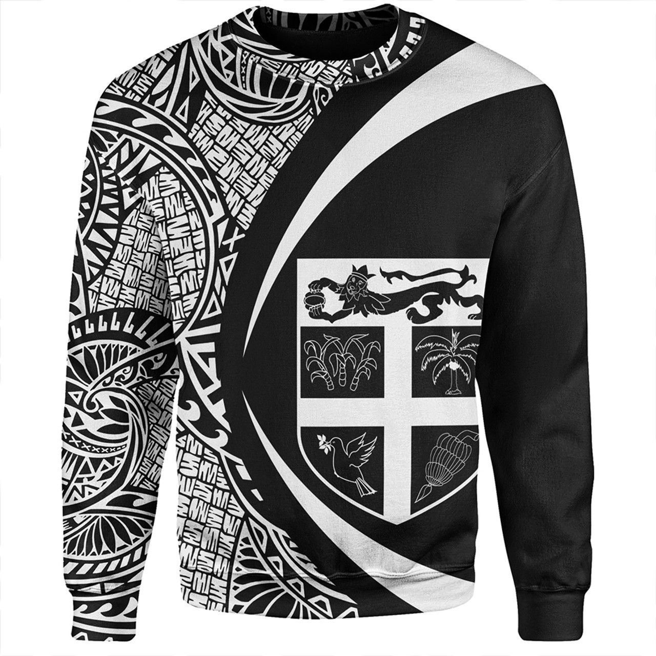 Fiji Sweatshirt Coat Of Arm Lauhala White Circle