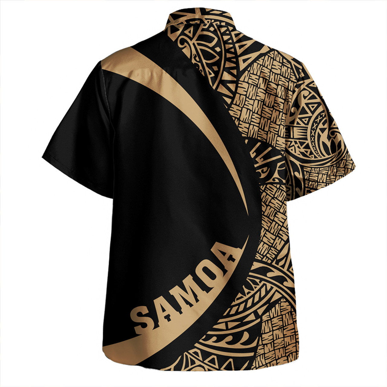 Samoa Hawaiian Shirt Coat Of Arm Lauhala Gold Circle