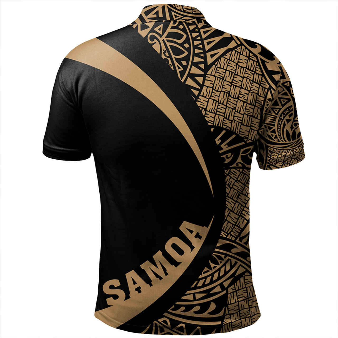 Samoa Polo Shirt Coat Of Arm Lauhala Gold Circle