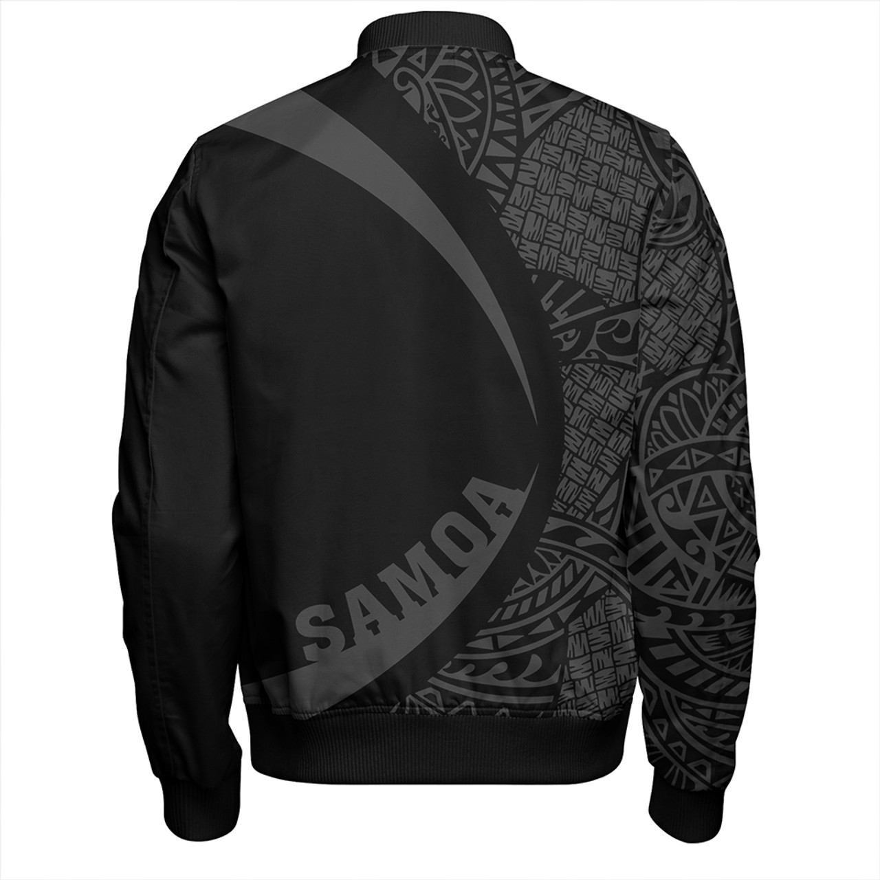 Samoa Bomber Jacket Coat Of Arm Lauhala Gray Circle