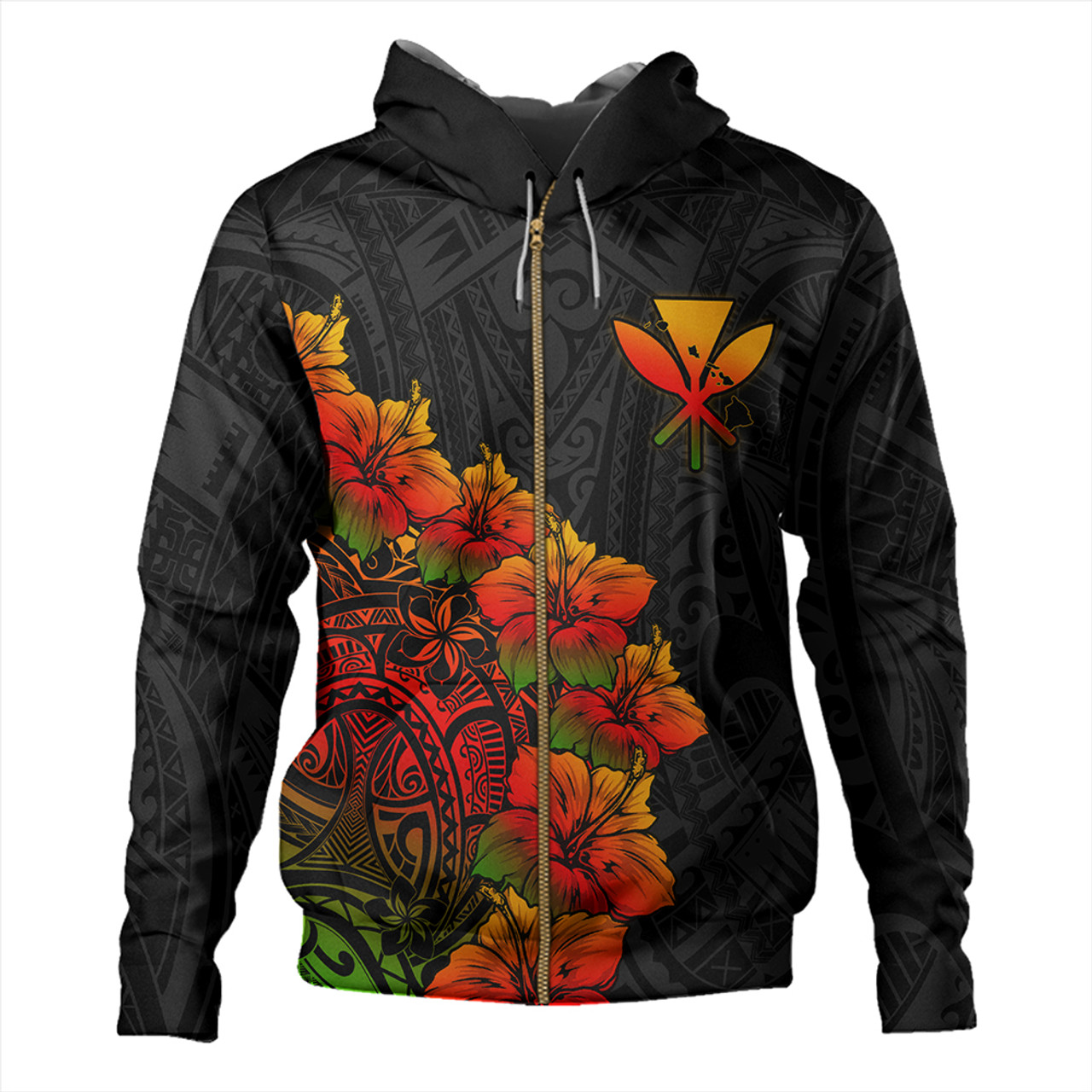 Hawaii Hoodie Hawaii Kanaka Map Style Tropical